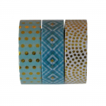 3 masking tapes 10 m - Menthe-dor&eacute; roheline/kuld