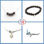 Parure bijoux Bracelet Collier 4 perles Grenat 8 mm cha&icirc;ne inox