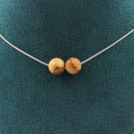 Pierres et Min&eacute;raux. Collier 2 perles Jaspe paysage 8 mm. Chaine en acier inoxydable Collier femmes, hommes. Taille personnalisable.