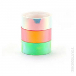 3 masking tapes iridescents 5 m x 1,5 cm - blanc, orange, vert