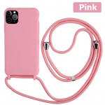 Crossbody Lanyard silikoon&uuml;mbris iPhone'ile 16 15 14 13 12 11 Pro Max XSMAX XR 8 7 Samsung S25 S24 S23 S22 S21 Ultra Plus S21FE A15 A55 A16 A53 A14 A54 Samsung A56 roosa