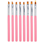 8 tk Professionaalsed K&uuml;&uuml;nemaali Pintslid Manik&uuml;&uuml;riks Akr&uuml;&uuml;lv&auml;rv K&uuml;&uuml;nepintslite Komplekt UV Geellakk K&uuml;&uuml;ned Vooderduspintsel Gradientpintsel roosa