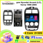 Auto Android Auto Hyundai Accent II 2 LC2 1999 - 2005 Raadio Stereo Multimeediapleier GPS-navigatsioon WIFI Peaseade Ei 2din 4Core 2+32G