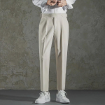 Men's Casual Loose Fit High-Waist Suit Pants - Spring & Autumn, Italian-Style, Nine-Point Length 38