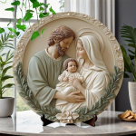 Loominguline Jeesus Holy Family &uuml;mmargune 2D puit, vanikukaunistus, kodukingid, elutuba, vannituba, magamistuba, kaunistus, lihtne ja stiilne tualeti uks Wood