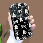 Armas koomiksimustriga kreemjas tekstuuriga korpus, lainelise servaga pehme silikoonkaanega telefoni&uuml;mbris Vivo jaoks Vivo V30 Pro 5G puhas