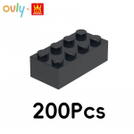 WANGE 4*2 Ehitusklotsid 35/200 tk V&auml;ikesed &Uuml;hilduvad Klotsid 8 Auguga K&otilde;rged Elemendid Tarvikud MOC DIY Lahtised Laste M&auml;nguasi nr 3001 0.5kg(200pcs) must