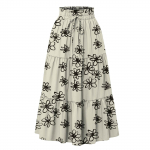 Naiste moodne lilleline lilleprindiga pingutusn&ouml;&ouml;riga elastse v&ouml;&ouml;kohaga vabaaja lahtise taskuteta poolkeha seelik L beež