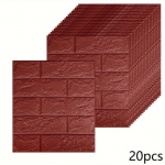 20 tk 3D imitatsioon telliskivi tapeet isekleepuv veekindel PE vahtkattega eemaldatavad seinapaneelid lihtne koorida ja kleepida dekoor 20pcs-35*38.5cm/14*15in pruun