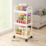 3-korruseline teisaldatav hoiuriiul k&auml;ru korraldaja majapidamine k&ouml;&ouml;k multifunktsionaalne ratastega k&auml;ruratas kodu aksessuaarid mitmekorruseline raamaturiiul 3-Tier valge