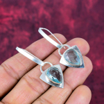 Akvamariin Apatite K&otilde;rvar&otilde;ngad, 925 Prooviga Tahkudest Sterling H&otilde;bedast K&otilde;rvar&otilde;ngad K&auml;sit&ouml;&ouml;na Valmistatud Gemstone Ehted, Kingitused Abikaasale T&auml;iesti Uued K&otilde;rvar&otilde;ngad 1.96 Inches