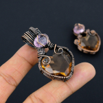 Morganite, Kunzite Handmade Copper Wire Wrap Jewelry Pendant 2.2 d8l46