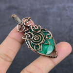 Emerald(Simulated) Gemstone Copper Wire Wrap Jewelry Pendant 2.76 b9m49