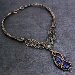 Sapphire(Simulated) Copper Wire Wrap Jewelry Necklace 18 d0d04