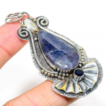 Sunstone In Lolite,Topaz 925 Sterling Silver Jewelry Pendant 2.92 n0c83