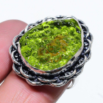 Moldavite Quartz Handmade 925 Sterling Silver Jewelry Ring Size 9 l9d80