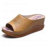 Suvised naiste sandaalid Uus mood Avatud varvas Retro Hingav Naiste sandaalid Kiiluga Slip-on Naiste Naiste Ortopeedilised sandaalid Jalatsid 35 pruun