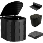 Kaasaskantav matkak&auml;imla t&auml;iskasvanutele &otilde;ues kaanega kokkupandavad kompostk&auml;imlad matkamiseks veekindel porta-potti, auto matkatarbed must