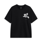 Li Ning X Cyril Kunstniku Koost&ouml;&ouml; Seeria Ameerika Vintage T&auml;hetr&uuml;kiga L&otilde;tv Sirge L&uuml;hikeste Varrukatega T-s&auml;rk Unisex T-s&auml;rk Must AHST851-1 L