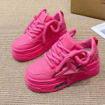 Euroopa naiste platvorm tossud: 2024 Kevad Kerged Mood Vabaaja Valged Kingad Paksude Taldadega 36 punane