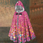 Christmas print - unisex retro vertical cape long hooded cape One Size