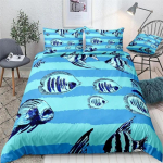 Ookeani Tekikoti Komplekt Sinivaal Voodipesukomplekt Mereelukas Voodipesu Triibuline Voodikomplekt Lastele Teismelistele Kodutekstiil Mikrokiust Voodipesu 70x133cm 2pcs