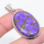 Natural Copper Charoite Gemstone 925 Sterling Silver Jewelry Pendant 2.01 t7o01