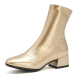 Klassikalised Valged Ankle Boots Naistele Madala Kontsaga L&uuml;hikesed Saapad Daami Slip-On Lakknahast Kuldne H&otilde;bedane Peo Tantsusaapad S&uuml;gis Talv 38 kuld