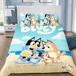 Kohandatud Multikas B-Blueys Bandit Chilli Tekikott Padjap&uuml;&uuml;r Voodipesukomplekt T&auml;iskasvanud Poiss T&uuml;druk Magamistuba Lapsed &Uuml;hekohaline Kahekohaline EU Doubie 200X200cm