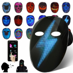 HD helendav LED-mask h&auml;&auml;letuvastuse ja žestide tuvastuse toega, videoanimatsioon, programmeeritav rakenduse kaudu, valgustuv mask must