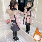 T&uuml;drukute talvemantel Stiilne laste keskmise pikkusega Korea stiilis parka Puuvillane mantel keskmistele ja suurtele lastele Pluss sametmantel 160cm