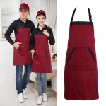 Black red unisex chef kitchen catering apron with 2 pocket LS punane