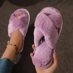 Talvine Crisscross Plush sisesussid Mugavad ja soojad pehme tallaga karvased kingad libisemiskindlad kodup&otilde;randasussid 42-43 lilla