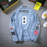 K&otilde;rgekvaliteediline teksajakk Meeste moebr&auml;nd Lahtine hip-hop tr&uuml;kitud ilus top jakk Pesapallivormi mantel mees 3XL sinine