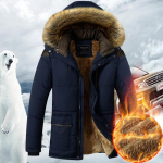 Uus Winter Fashion meeste pluss fliisist kapuutsiga jope pluss fliisist sooja- ja k&uuml;lmakindel meeste polsterdatud jope 5XL tumesinine v&auml;rv