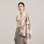 100% siidist sall naistele tr&uuml;kiga Hangzhou taskur&auml;tik puhtast siidist kaelasallid luksuslikud Bufandas siidist sall pikk sall 170x50cm beige