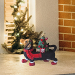 Resin Dachshund Statue Xmas Tree with LED Lights Gift Ornament Lighted up Christmas Dog