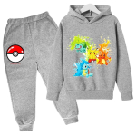 Pikachu Laste T&uuml;drukute Dressipluus P&uuml;ksid Vabaaja Laste Komplekt Poisid Pokemon Huppar Lapsed Kawaii Topid Lapsed Kampsun Spordir&otilde;ivad 130 gray