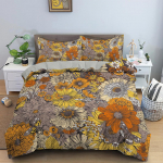 3D P&auml;evalill Voodipesu Komplekt Luksuslik 2/3tk Lilleline Tr&uuml;kiga Tekikoti Komplekt &Uuml;he Twin Queen King Suuruses Voodipesu Padjap&uuml;&uuml;ridega EU Single(135*200cm)3pcs