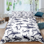 Teismeliste Haimustriga Tekikate Merielu Mustriga Voodipesukomplekt Lastele Poistele T&uuml;drukutele T&auml;iskasvanutele Delfiini Vaala Tekikate Twin Queen Suuruses AU Single(140*210cm)3pcs
