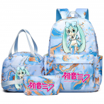 3 tk/komplekt Anime Hatsune Miku Tr&uuml;kitud Seljakott K&auml;ekott Pinal Teismelisele &Otilde;pilasele Raamatukott Koolikott Naiste Suure Mahutavusega Veekindel Reisi-kott