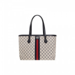 Gucci Ophidia Logoriba Web Suure Mahutavusega L&otilde;uendi ja Nahast T&otilde;stekott Naiste T&otilde;stekotid Sinine Beež 631685-96IWN-4076 Basic Set (Bag+Dust Bag)