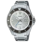CASIO Kvartsliigutus Roostevabast terasest rihmaga k&auml;ekell Unisex H&otilde;bedane sihverplaat MDV-107D-7AV Silver Dial