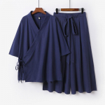 Meeste Jaapani Kimono Kampsun P&uuml;kstega Komplekt Linane Yukata Haori Samurai Kost&uuml;&uuml;m Harajuku L&otilde;tv Jakk &Uuml;likond M tumesinine v&auml;rv