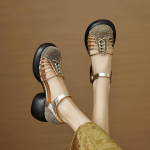 Ehtne Nahk Naiste K&otilde;rge Kontsaga Sandaalid Suvine Disainer Klassikalised Vabaaja Kingad T&auml;navavanem Seksikad Daamid &Otilde;&otilde;nsad Sandaalid Naistele 40 roheline