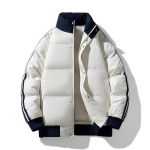 Talvine unisex puuvillane jakk lahtise p&uuml;stkraega teismelistele, Korea versioon, mitmek&uuml;lgne, kolme triibuga paks soe leivajakk S valkjas v&auml;rv