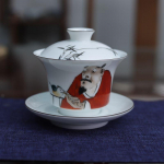 170ml K&auml;sitsi maalitud Zhong Kui Damo figuuridega Gaiwan Retro teekannu kaanega teekausi teekomplekt teekannu kate teetarvikud k&auml;sit&ouml;&ouml;