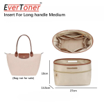 EverToner Sat&auml;&auml;nist Lineri Kott Longch-mp Le Pliage Mini jaoks Premium Pehme Sisemine Korraldaja T&auml;iuslik Meigikotina Travel Essentials Bag beige
