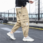 Meeste suurte taskutega cargo haremp&uuml;ksid, vabaaja p&uuml;ksid, meeste hiphop-jooksup&uuml;ksid, moekad t&auml;navariided L khaki