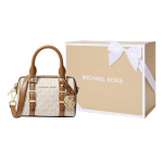 MICHAEL KORS k&auml;ekott Bedford Presbyopia V&auml;rviplokk Br&auml;ndi Ikooniline Logotr&uuml;kiga Bostoni kott Kaetud l&otilde;uend nahast detailidega Crossbody &Otilde;lakott Originaalkarp valge